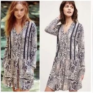 Anthropologie TINY Brand Dress Navy and Pink Floral Size Medium